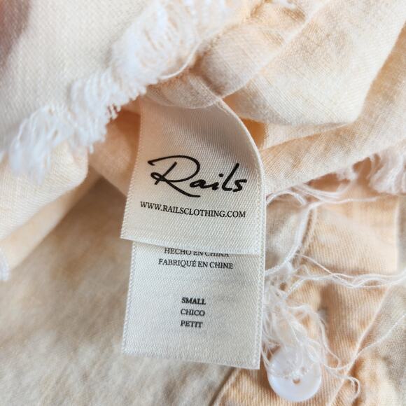 Rails Lex Shirt Women's Small Peach Acid Wash Cuffed Sleeve Linen Blend - Picture 5 of 13